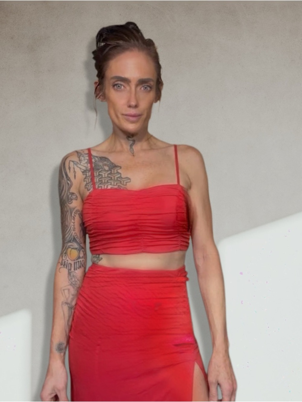 New Fashion Nova Women’s Medium Red Crop Top / Red Skirt 2 Piece Set
